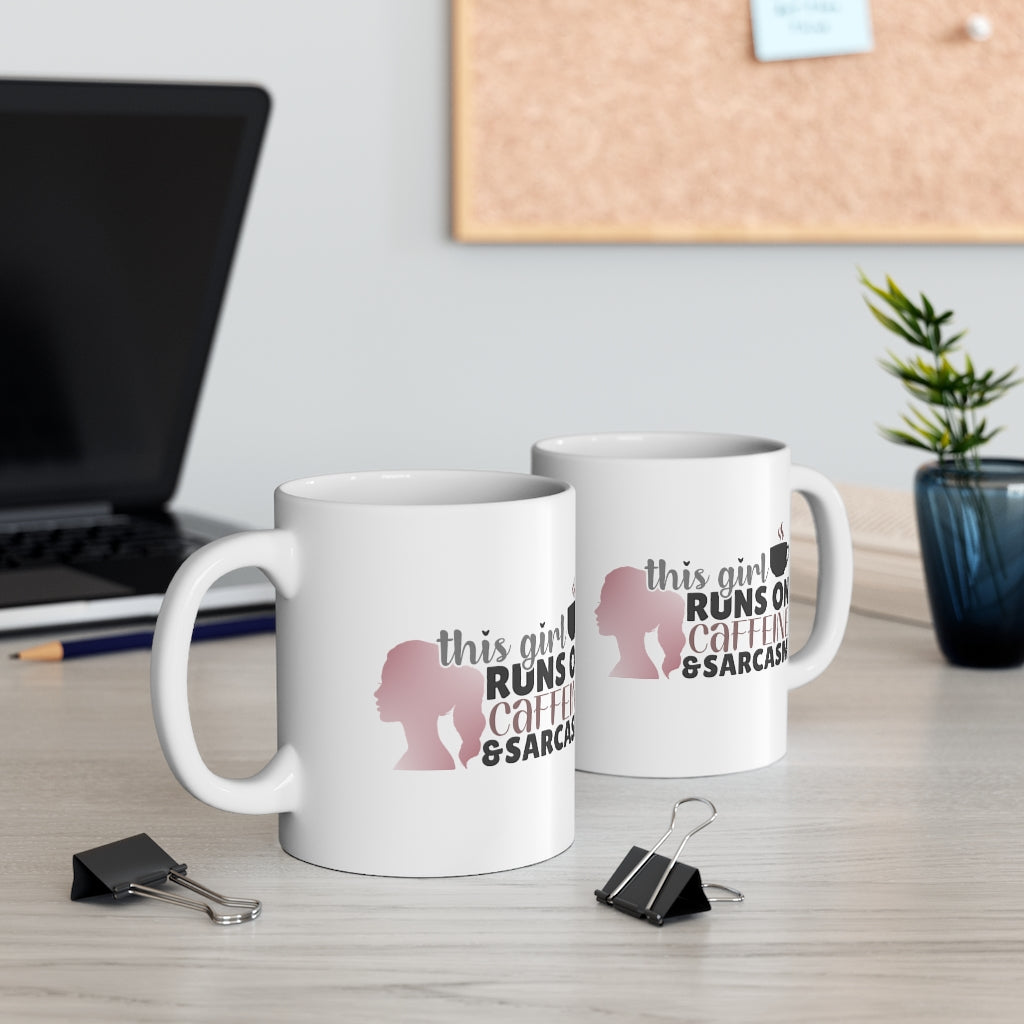 This Girls Runs on Caffeine and Sarcasm | Sarcastic Coffee Mug